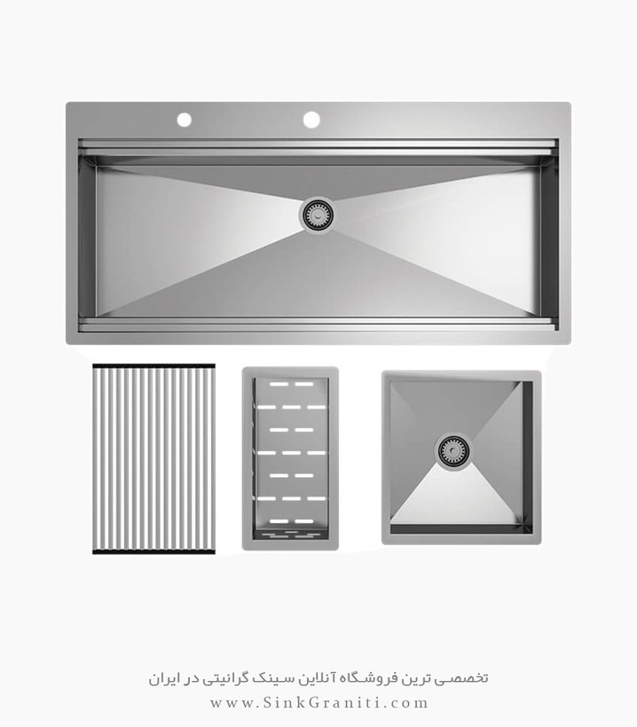 سینک استیل 304توکار باکسی سایز104/50باضخامت 1میلی متر با10سال ضمانت کتبی